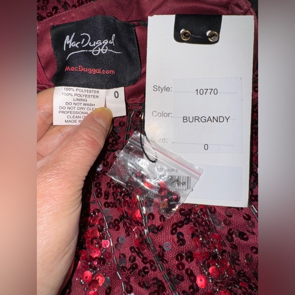 👗 NWT! Mac Duggal Sequin & Bead Midi Red Slip Dress - Picture 16 of 16